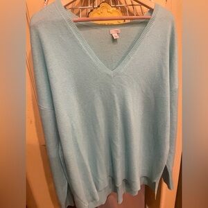Halogen Sky Blue aqua V-Neck Sweater